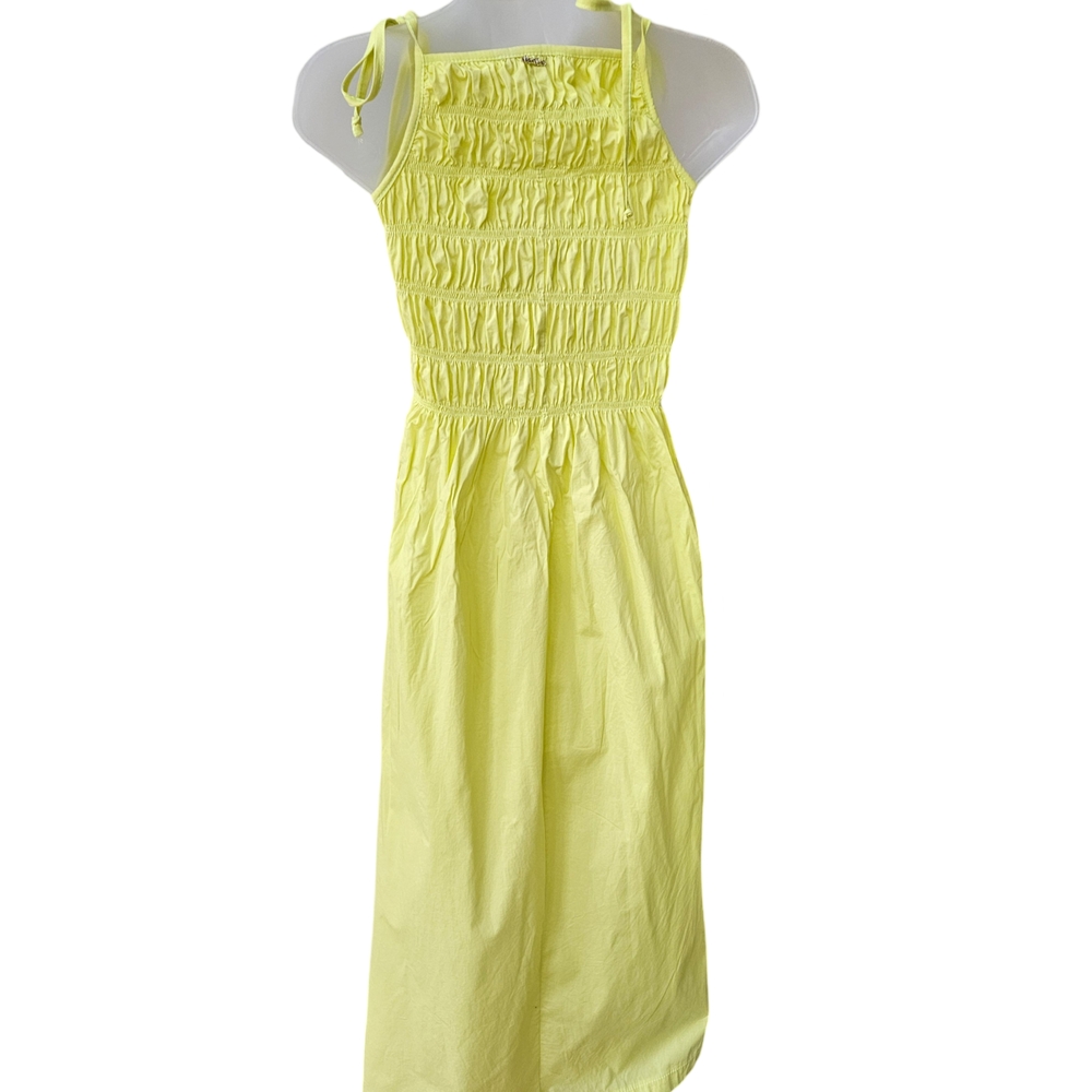 Yellow Smocked Midi Dress